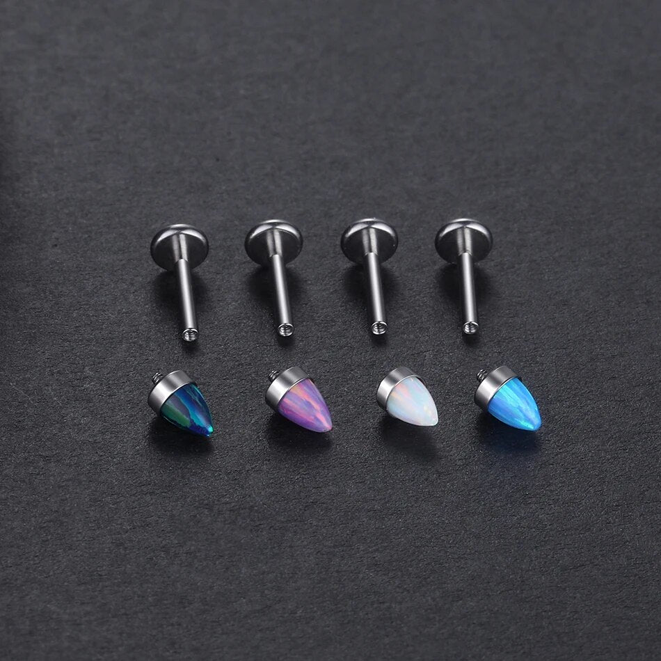 Piercing labret en titane, opale pour une touche de magie toutes les couleurs