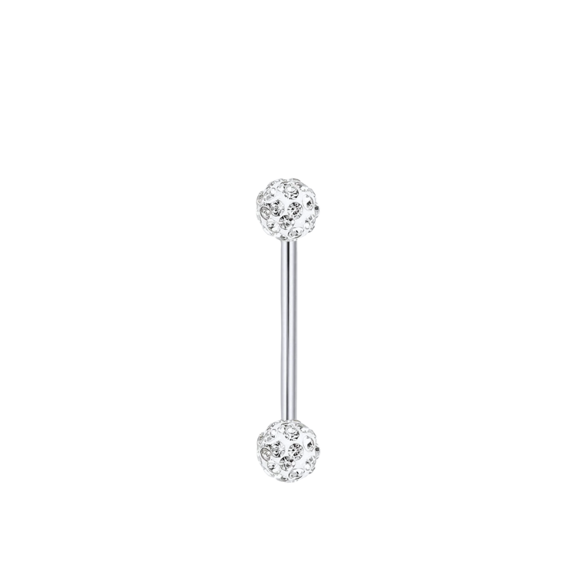 piercing langue avec multiples zircons argentés