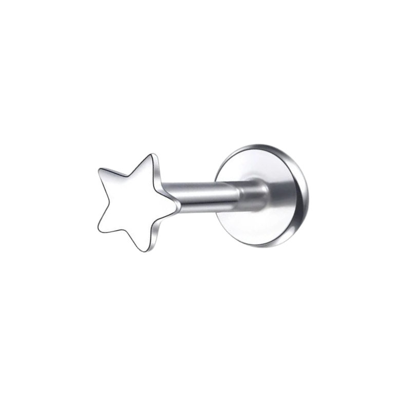 Piercing stud oreille étoile en titane, éclat discret mais remarquable.