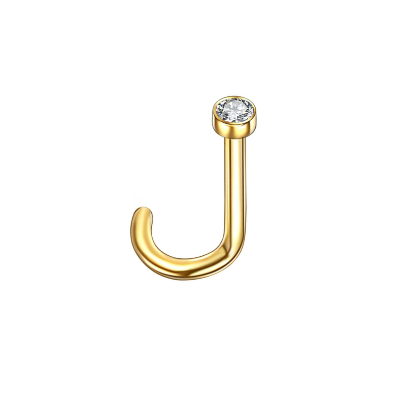 Piercing nez, zircon en titane, élégance raffinée.