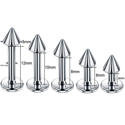 différentes tailles du piercing stud avec pointe 