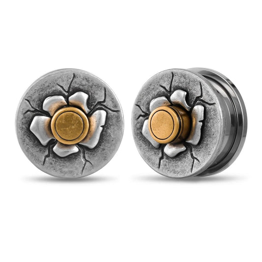 Plugs d'oreilles Impact de Balle en argent et doré.