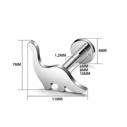 Stud d'oreille argenté dinosaure, pour une touche de fantaisie quotidienne