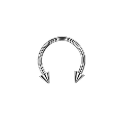 Bijou de septum tranchant avec piques, style punk-rock en argent