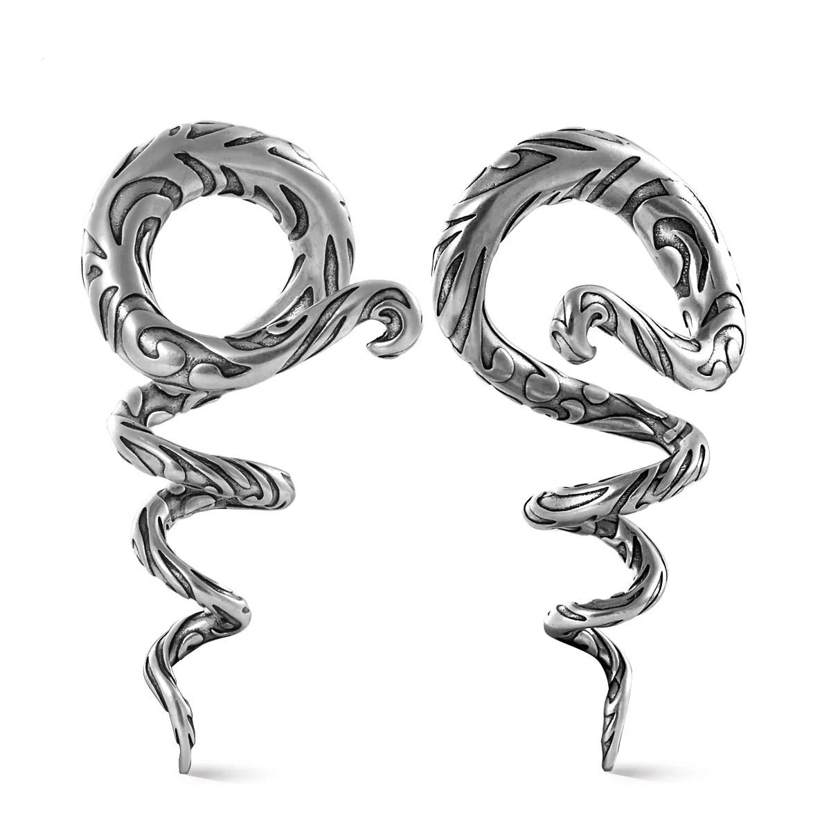 Poids d'oreille serpent en argent, capturez l'éclat mystique