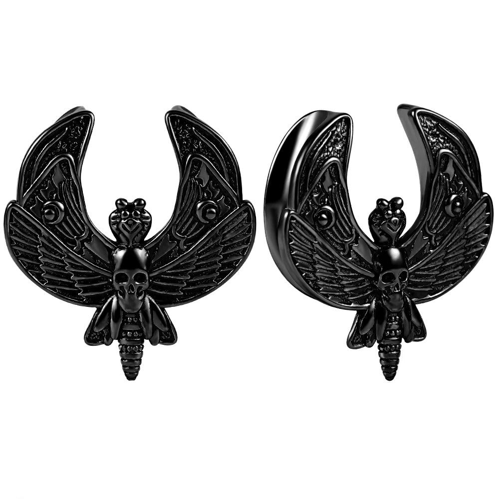 Plug tunnel noir, papillon macabre, pour un statement gothique-chic