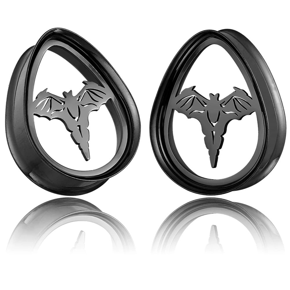 Accessoire d'oreille écarteur chauve-souris en noir.