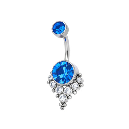 Bijou de nombril style gothique avec zircons, éclat sombre zircon bleu