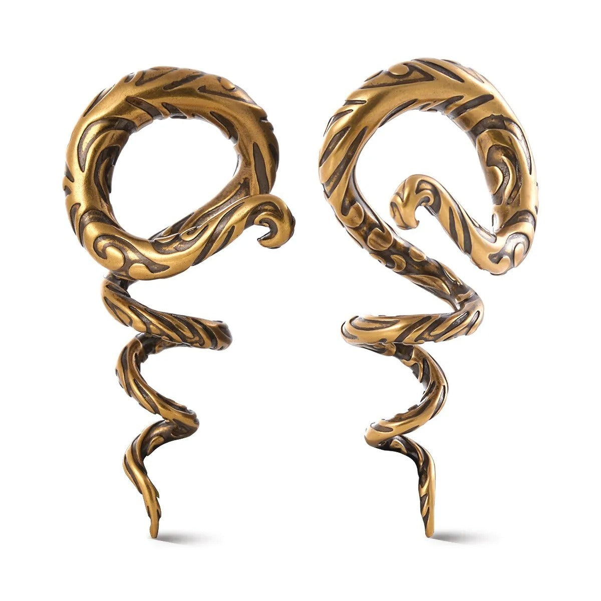 Bijou d'oreille en forme de serpent doré, une touche de sagesse antique