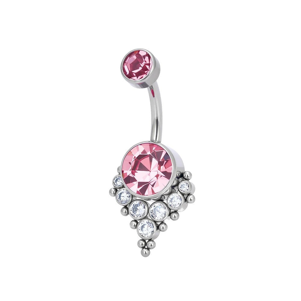 Bijou de nombril style gothique avec zircons, éclat sombre zircon rose