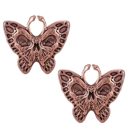 Plugs d'oreilles Papillon Macabre en finition bronze.