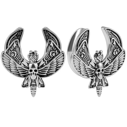 Piercing tunnel argent avec design papillon mortel, un charme rebelle