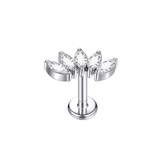 Stud titane avec zircons pour un style de souverain