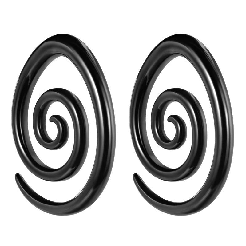 Écarteurs d'oreilles en spirale pour un look unique.