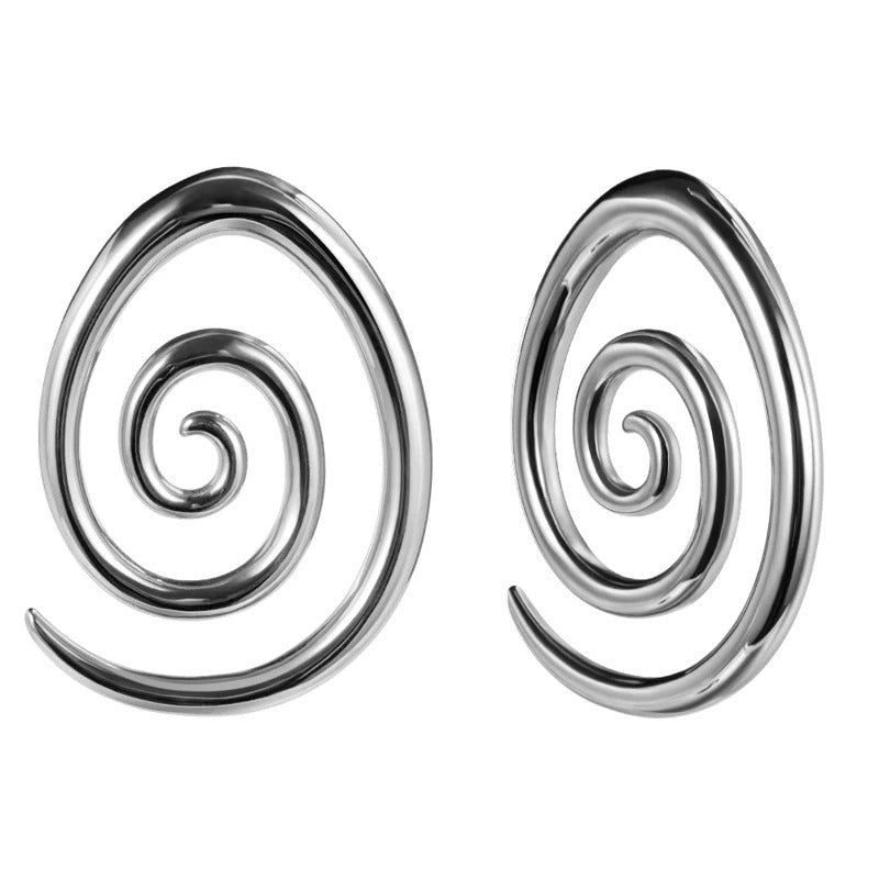 Bijoux d'oreilles design spirale en acier inoxydable.