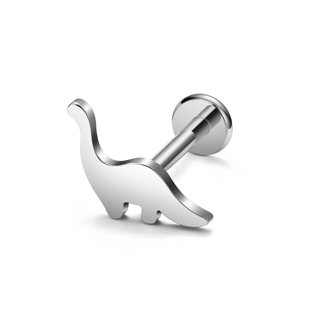 Stud d'oreille en forme de dinosaure en titane, parfait pour un style ludique