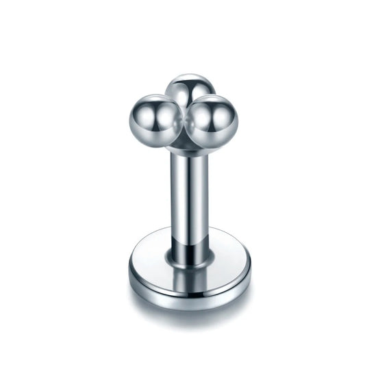 piercing oreille boules triples argenté